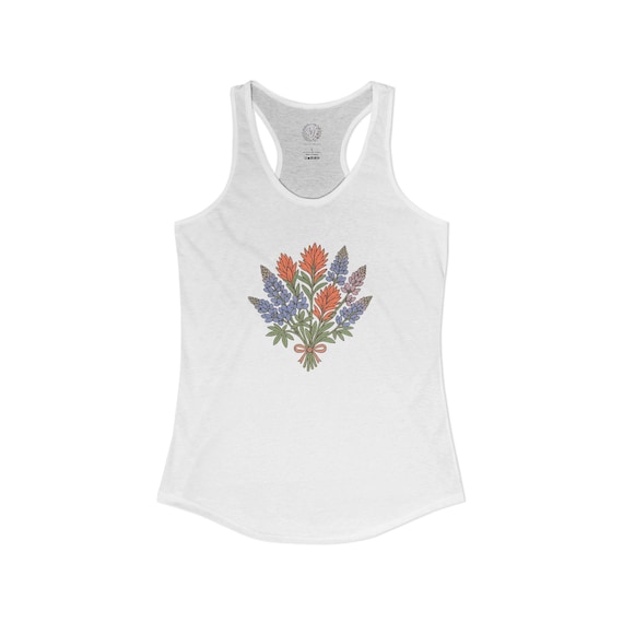 Wildflower Bouquet Racerback Tank, Floral Botanical Tank Top