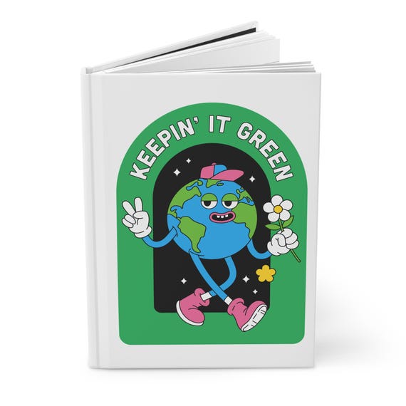 Eco-Friendly Journal, Earth Day Keepin' It Green Notebook, Sustainable Planner, Environmentalist Gift, Recycled Paper Diary, Nature Lover