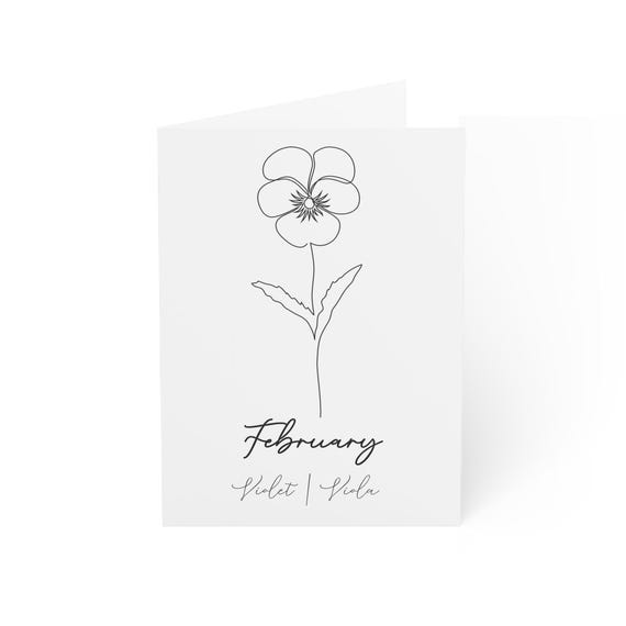 February Violet Birth Flower Greeting Cards | Note Cards Set