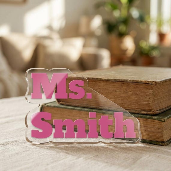 Personalizable Teacher Desk Nameplate Custom Cut Statue