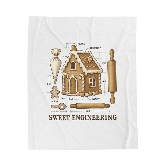 Sweet Engineering Gingerbread House Blanket | Baking Blueprint Holiday Throw