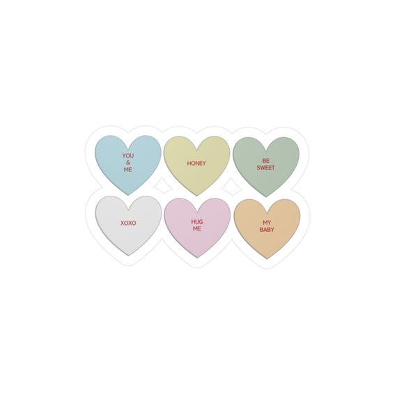 Sweethearts Candy Hearts Valentines Kiss-Cut Vinyl Decals