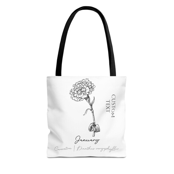 January Birth Flower - Carnation - CUSTOMIZABLE Tote Bag (AOP)