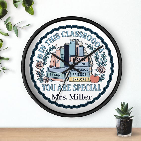 Personalized Teacher Name Classroom Clock | You Are Special , Teacher Wall Clock | Personalized Name Option