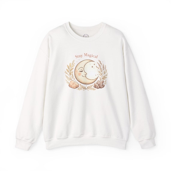Stay Magical Moon Crewneck Sweatshirt | witchcore, moon phase, crystals