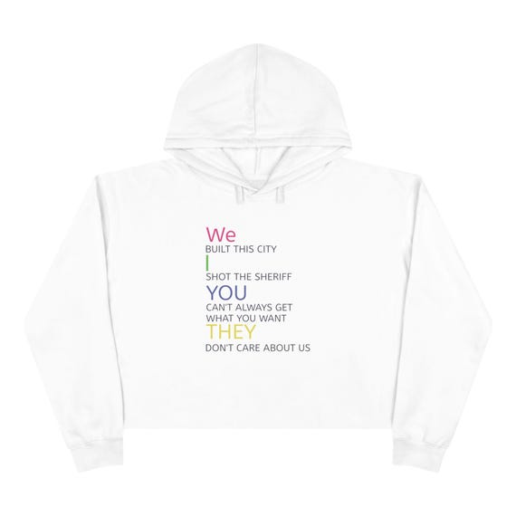 Rock Song Lyric crop hoodie | Cropped Sweatshirt