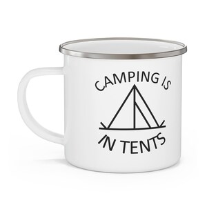 Acampar en tiendas de campaña: taza de camping esmaltada, perfecta para amantes del aire libre, senderismo, camping, regalo para aventureros y entusiastas de la naturaleza.