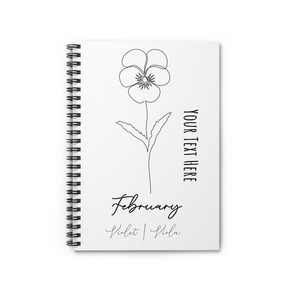 February Birth Flower - Violet - CUSTOMIZABLE Spiral Notebook - Ruled Line