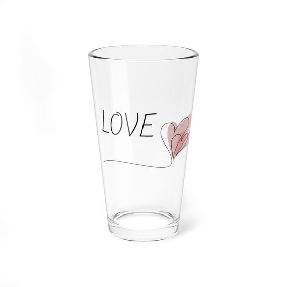 Love Hearts Mixing Glass, 16oz | Valentine's Cocktail Shaker