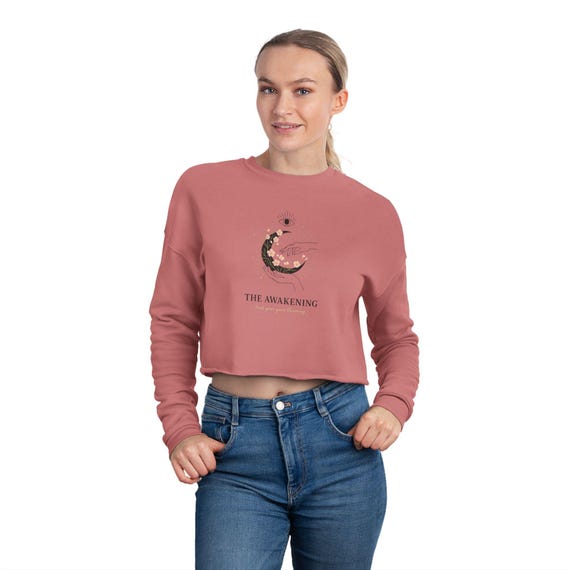 Moonlit Floral Crescent sweatshirt | The Awakening cropped sweatshirt
