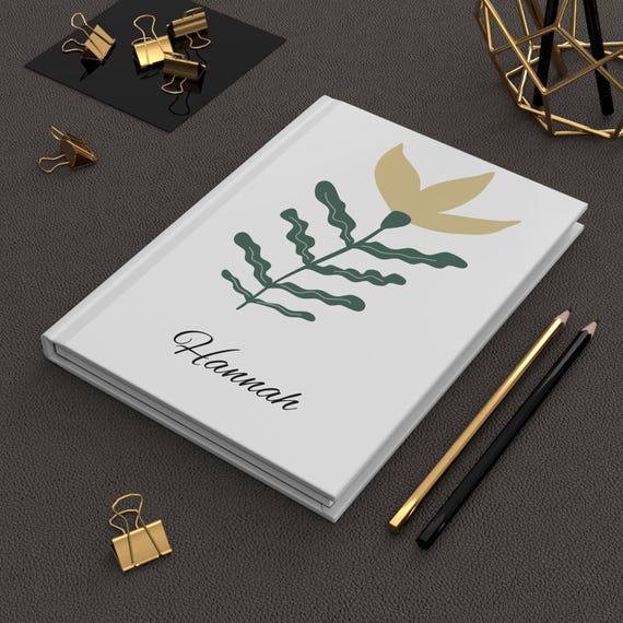 Green and Gold Floral Personalized Hardcover Journal | Custom Notebook