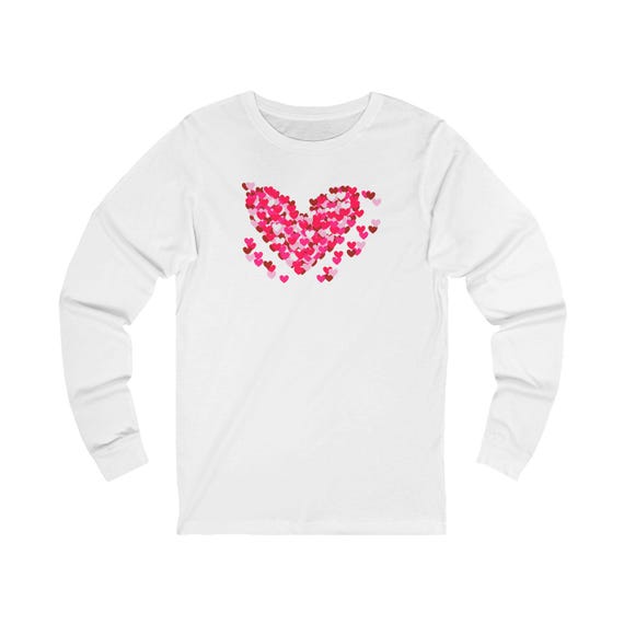 Heart Pattern Valentines Long Sleeve Tee | Valentine Hearts Shirt