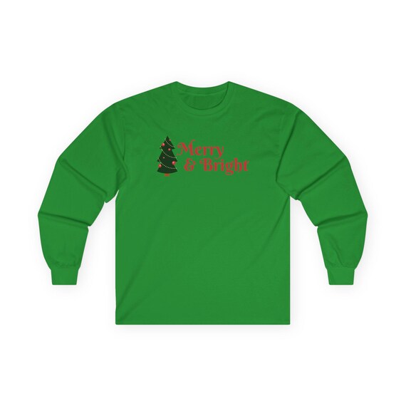 Merry & Bright Long Sleeve Tee, Holiday Apparel, Christmas Gift, Unisex Shirt, Seasonal Fashion, Cozy Christmas Outfit