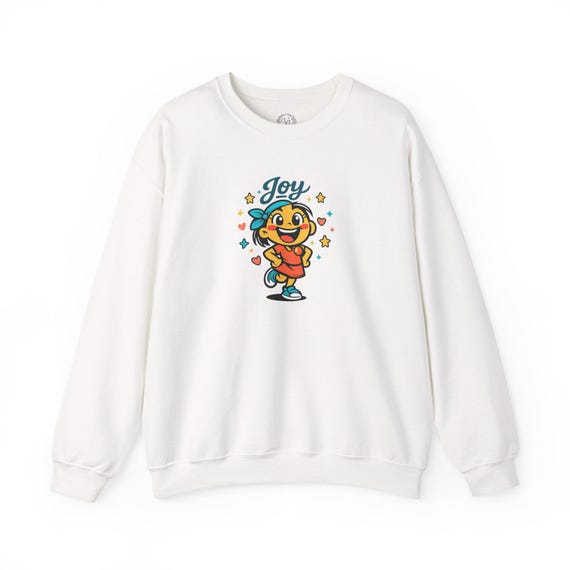 Joy Blob Cartoon Sweatshirt | kawaii minimal, thick outline, mood face