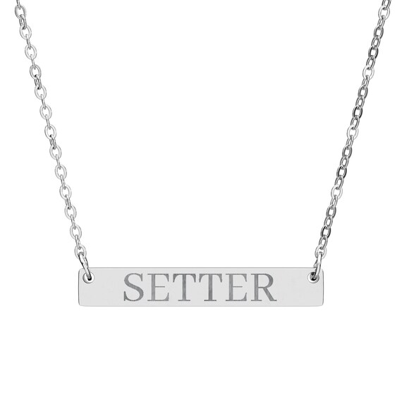 Engraved 'SETTER' Bar Necklace | Horizontal Name Plate Necklace