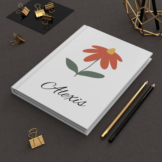 Flower Hardcover Journal, Personalized Notebook, Custom Gift for Writers, Floral Daily Planner, Self-Care Stationery