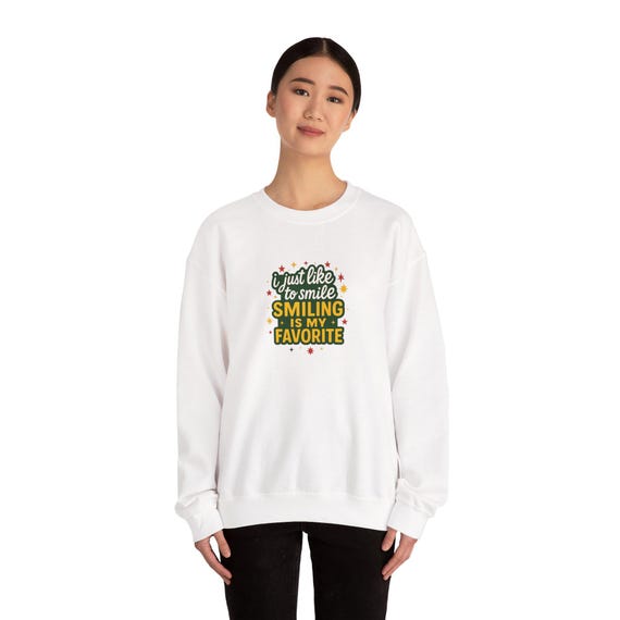 Elf I Just Like To Smile Humor Crewneck Sweatshirt | Funny Holiday Movie Humor Sweater, Unisex Holiday Humor Pullover, Christmas Jumper,