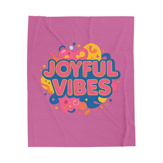 Joyful Vibes Neon Gradient Velveteen Plush Blanket | Dopamine Decor, Squishy Texture Design