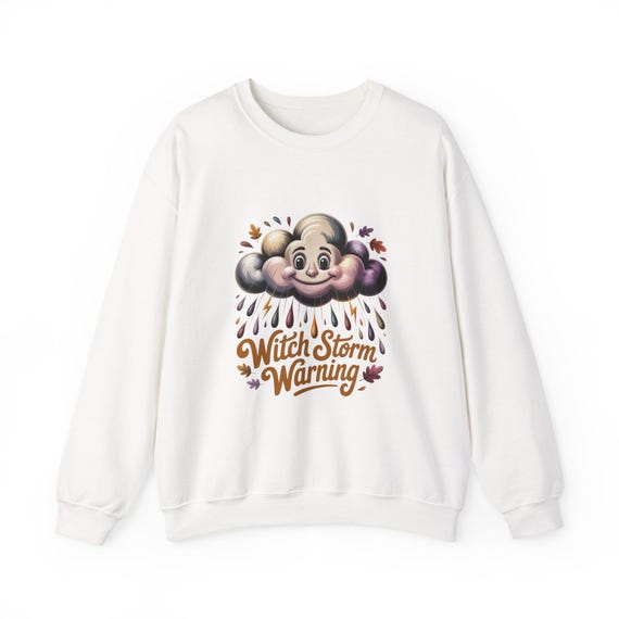 Witch Storm Warning Crewneck | Cute Cloud Witch Graphic Sweatshirt