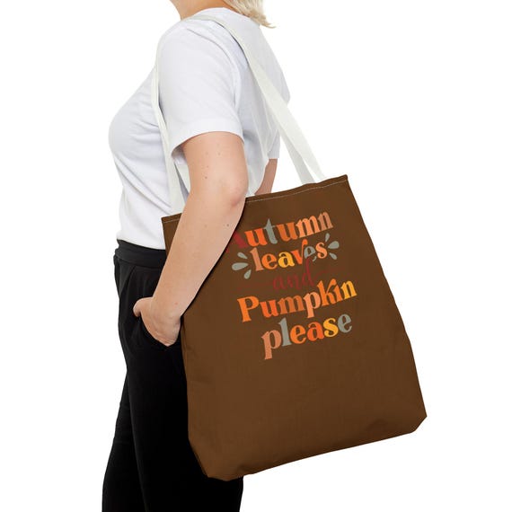 Autumn Leaves and Pumpkin Please - Brown Fall Tote Bag (AOP)