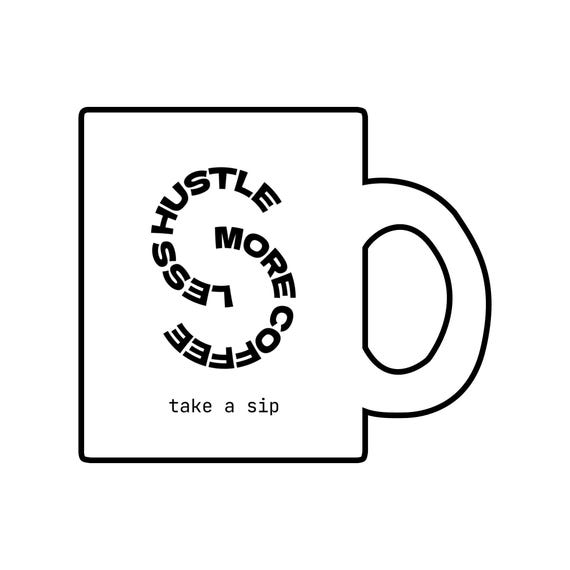 Motivational Glass Coffee Mug - Less Hustle, More Coffee - Perfect for Work, Home Office, Gifts, and Relaxation, Inspirational Mug, Daily