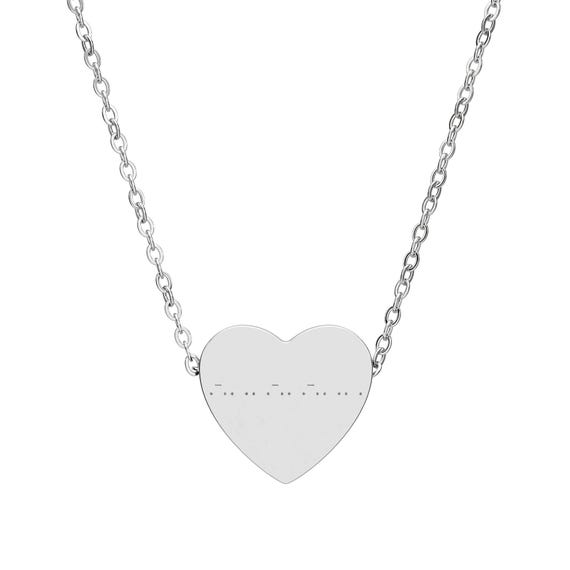 Morse Code Heart Necklace | Engraved Secret Message Pendant