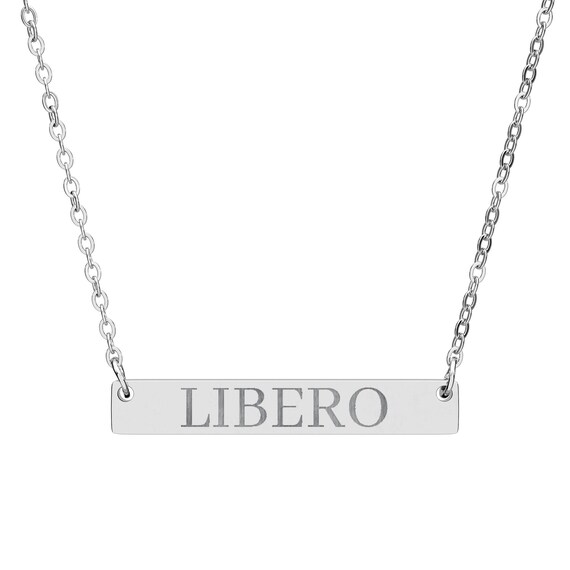 Engraved 'LIBERO' Bar Necklace | Horizontal Name Plate Necklace