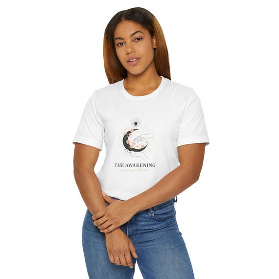 The Awakening moon illustration T-Shirt | celestial art, crescent moon design
