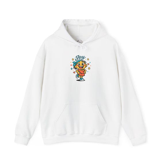 Joyful Blob Cartoon Hoodie | thick outline, kawaii minimal mood face