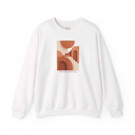 Terracotta Abstract Arch Sweatshirt | warm neutral shapes, boho clay-tone art