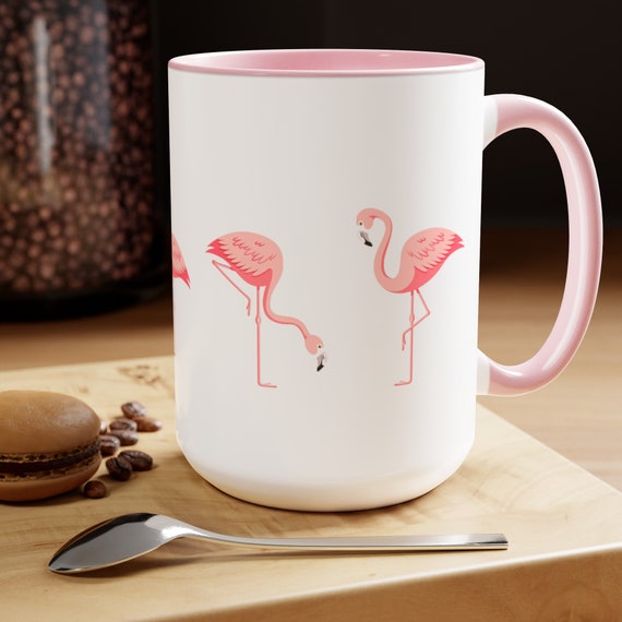 Pink Flamingo - Two-Tone Coffee Mugs, 15oz
