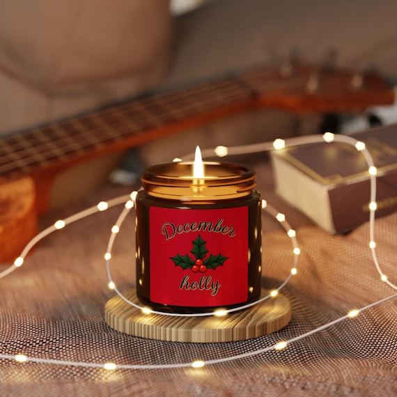 December Holly Candle amber jar | Soy Candle, Holiday Scent