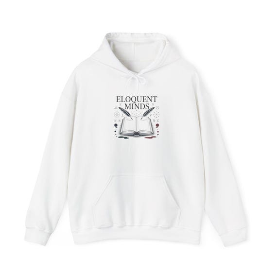 Eloquent Minds book and quill Hoodie | Literary design