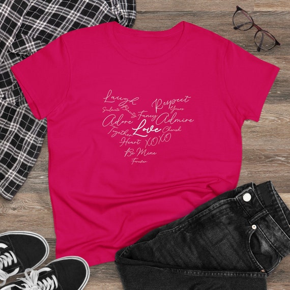 Love in Words - White - Valentines - Women's Midweight Cotton Tee