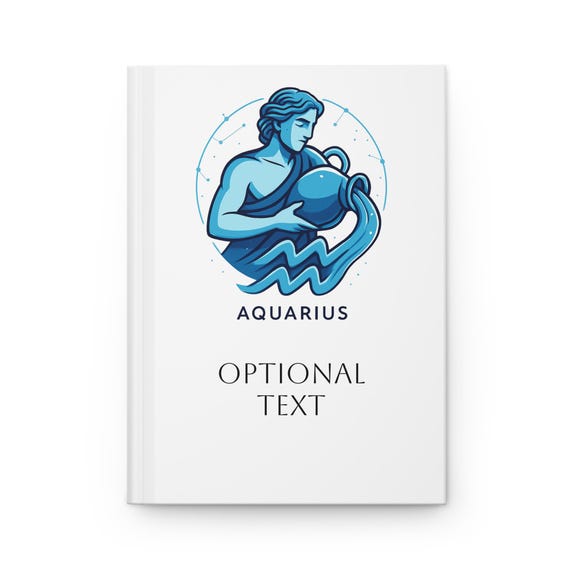 Customizable Aquarius Zodiac Crest Hardcover Journal | Zodiac Notebook