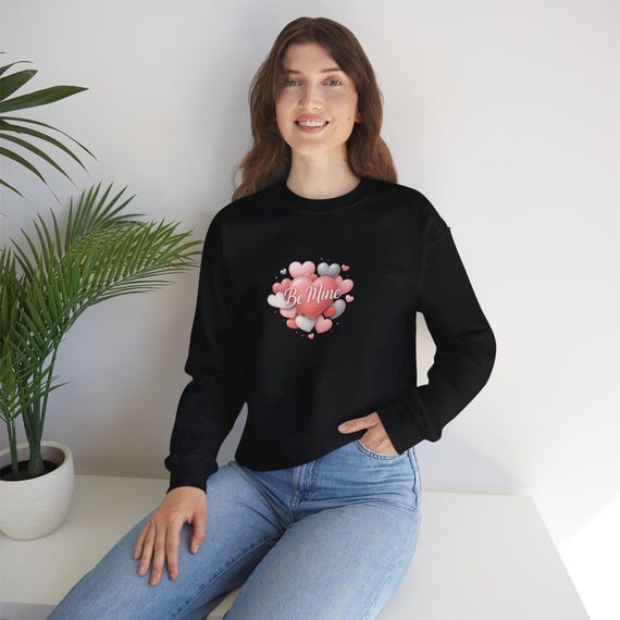 Be Mine Heart Valentine Sweatshirt | Retro Script Romantic Design