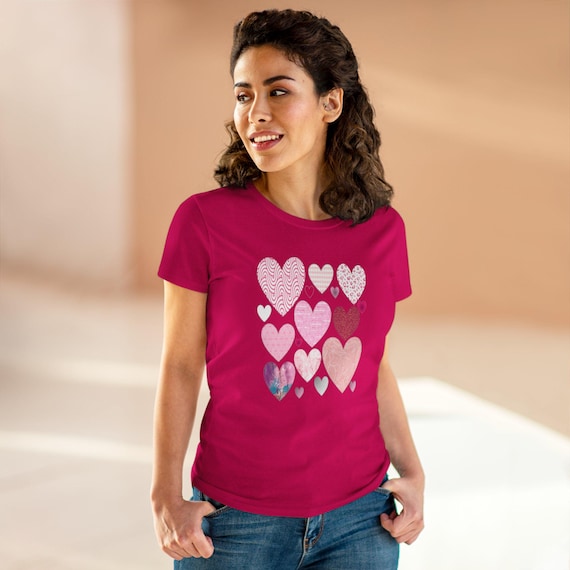 Textured Hearts Heart Women's Tee | Midweight Cotton