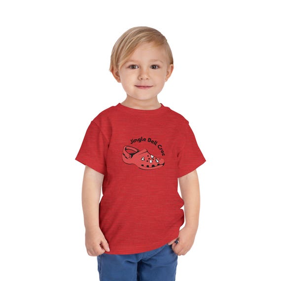 Jingle Bell Croc Funny Holiday Toddler Tee | Cute Cartoon Christmas Shirt, Kids Christmas Tee, Holiday Crocodile Shirt, Festive Toddler