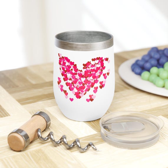 Hearts Valentine Chill Wine Tumbler | Heart Pattern Wine Tumbler