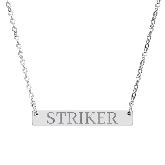 Engraved 'STRIKER' Bar Necklace | Horizontal Name Plate Necklace
