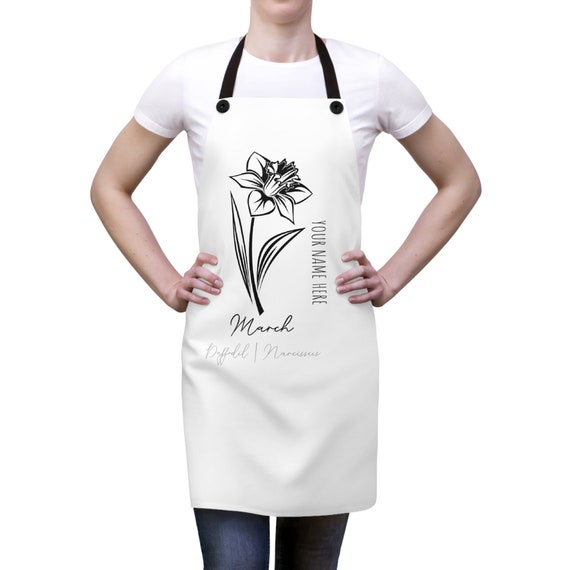 March Birth Flower - Daffodil - CUSTOMIZABLE - Apron (AOP)