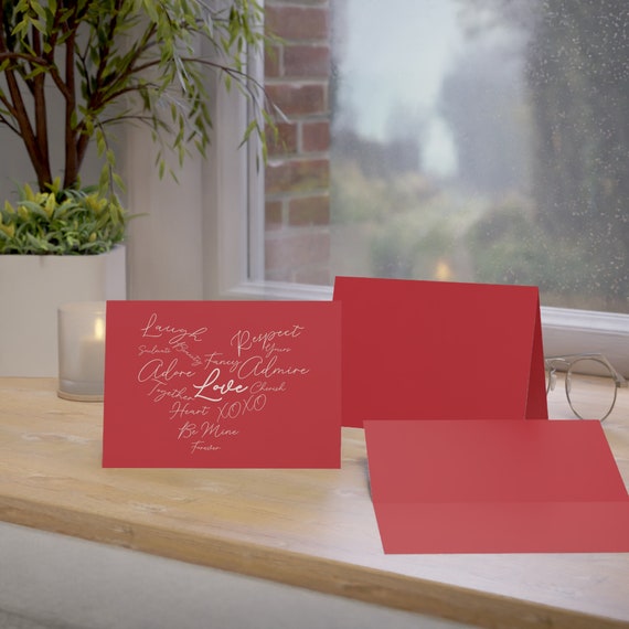 Love Words Heart - Red Greeting Cards (1, 10, 30, and 50pcs)