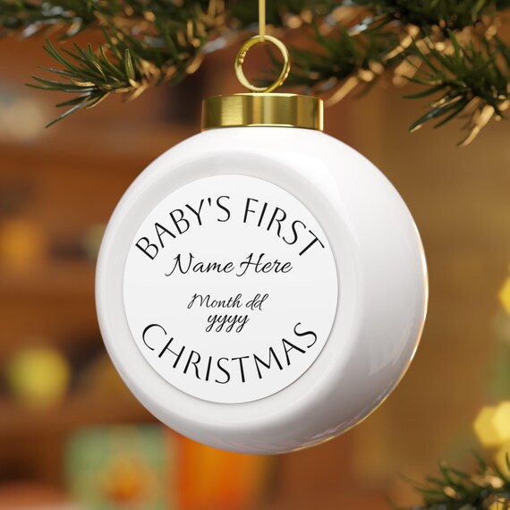 Baby's First Christmas Ornament | Personalized Name & Date Holiday Ball