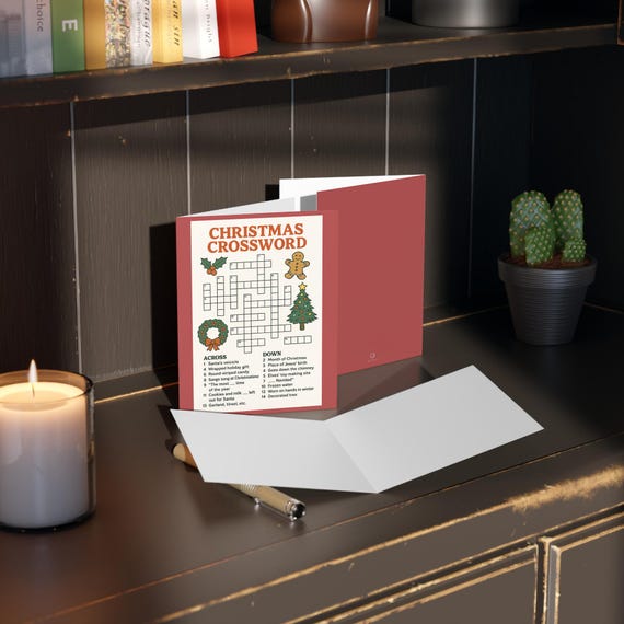 Christmas Crossword Greeting Card | Holiday Puzzle Card