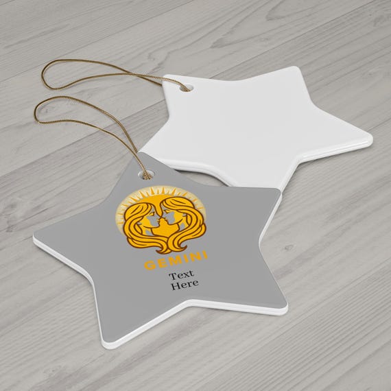 Gemini Ceramic Ornament - Zodiac Star Decoration, Personalized Gift for Astrology Lovers, Unique Holiday Keepsake, Home Decor