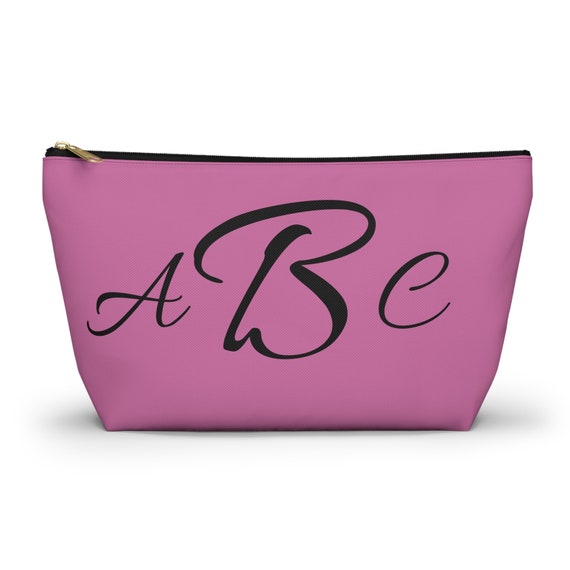 Customizable Monogram - Pink Accessory Pouch w T-bottom