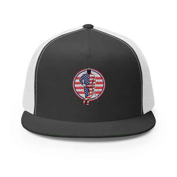 American Flag Green Lean 5 Panel Trucker Cap
