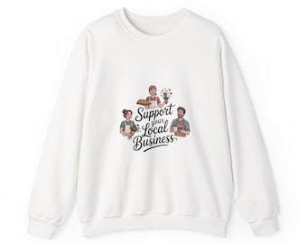 Camiseta de cuello redondo "Apoya a tu negocio local" / Ilustración para propietarios de pequeños negocios