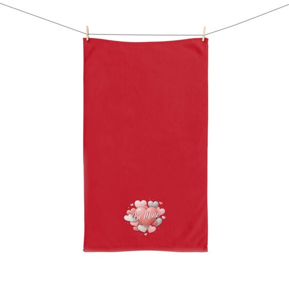 Be Mine Heart Cluster Hand Towel | Valentine's Day Red