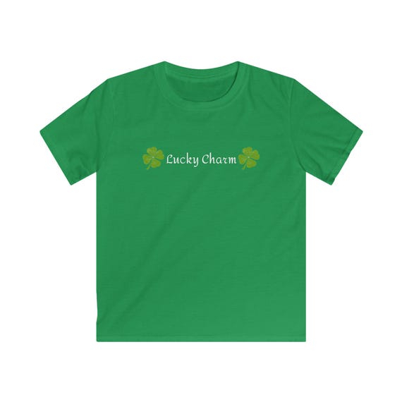 Shamrock Kids Tee, Lucky Charm St Patricks Day T-Shirt, Clover Children's Shirt, Irish Festival Softstyle Top, Green Youth Apparel